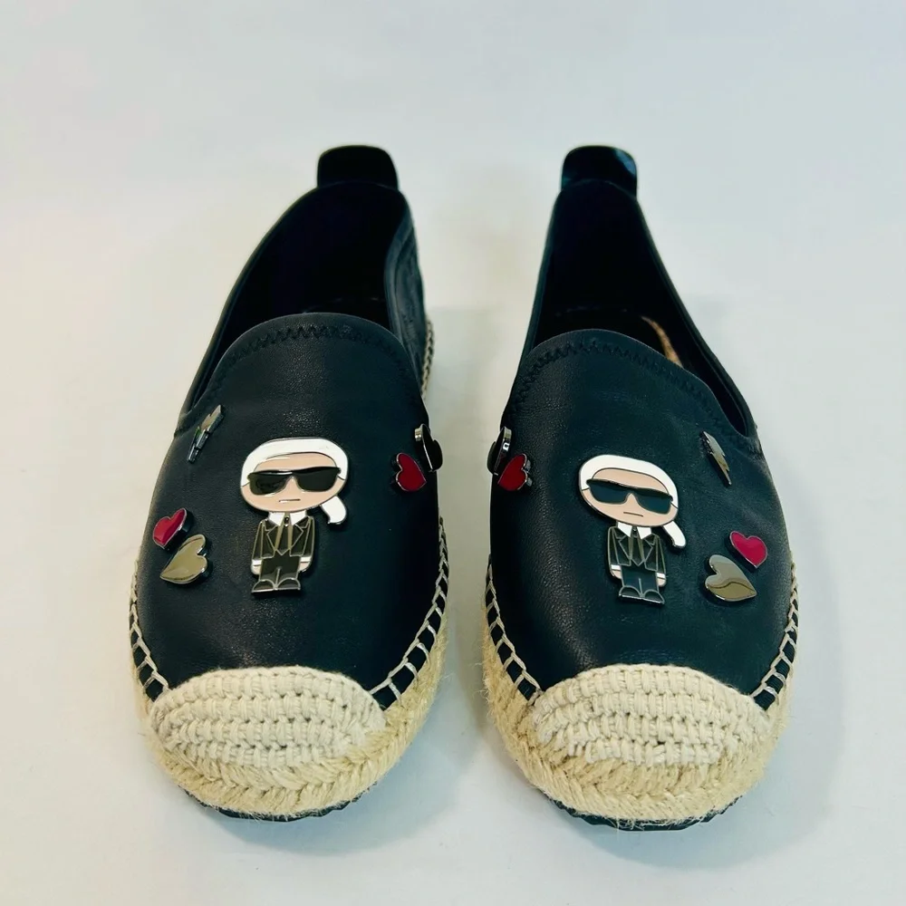 Karl Lagerfeld Paris Women's Michaela Embellished Slip-On Espadrille Flats 7.5